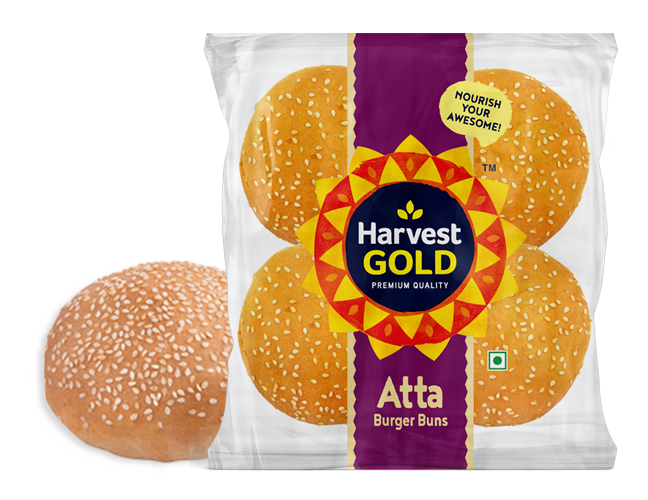 Harvest Gold Atta Burger Buns- Pack of 4